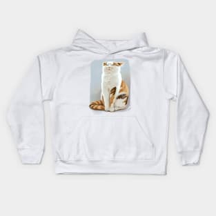 Patterned white orange Cat Chilling Kids Hoodie